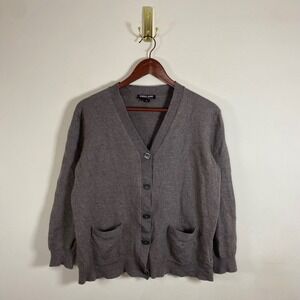 Kirkland Signature Merino Wool Cardigan Sweater Gray Brown Women's Neutral Cozy